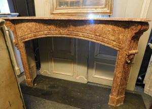 chm602 Fireplace in red breccia pernice marble, dimensions cm 160 x h 103 x d. 41